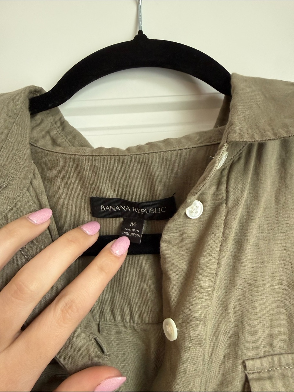 Banana Republic Olive Green Shirt Dress - Picture 2 of 2
